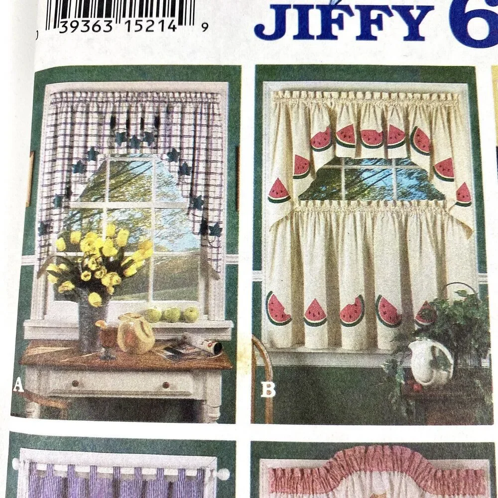 Simplicity 8924 Jiffy Valance Swag Cafe Curtains Curtain Panels 6 Pack Uncut FF